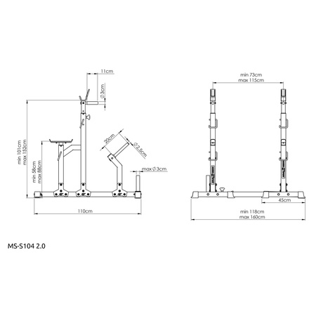 Stojaki łączone MARBO MS-S104 2.0 ASEKURACJA DIPY 300kg REGULACJA